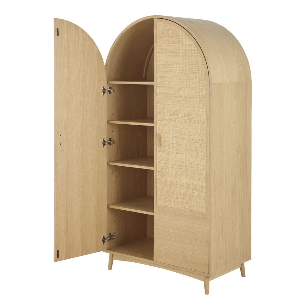 Armario infantil de chapa de roble y ratán con 2 puertas - Maisons du Monde