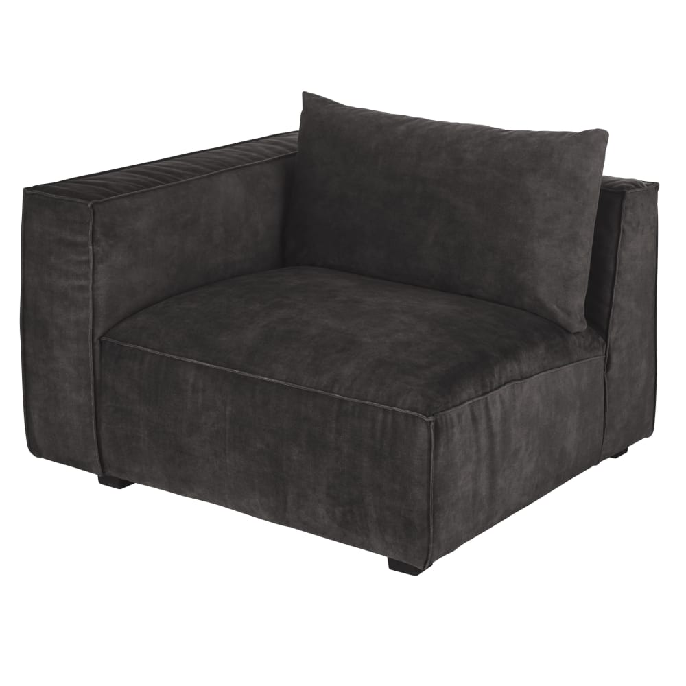Armlehne links für modulares Sofa aus marmoriertem Samt,