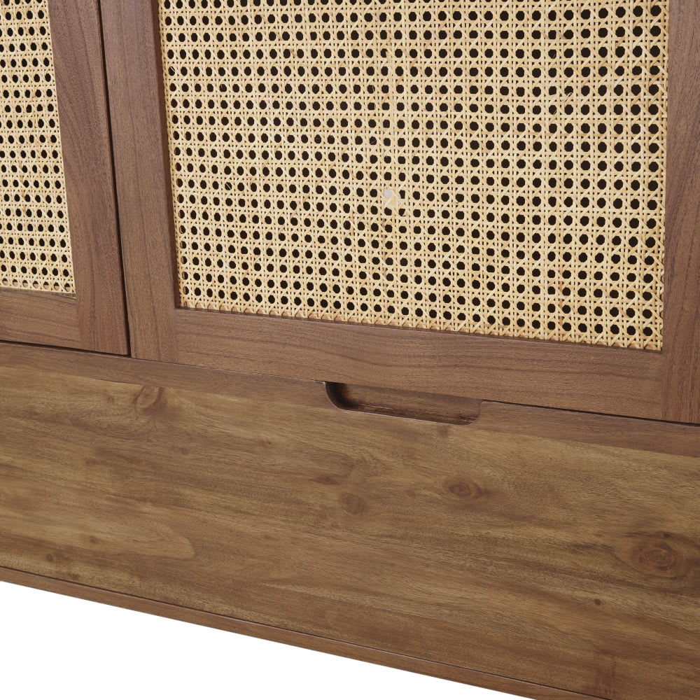 Armoire 2 portes 1 tiroir cannage en rotin L114 — vue 4