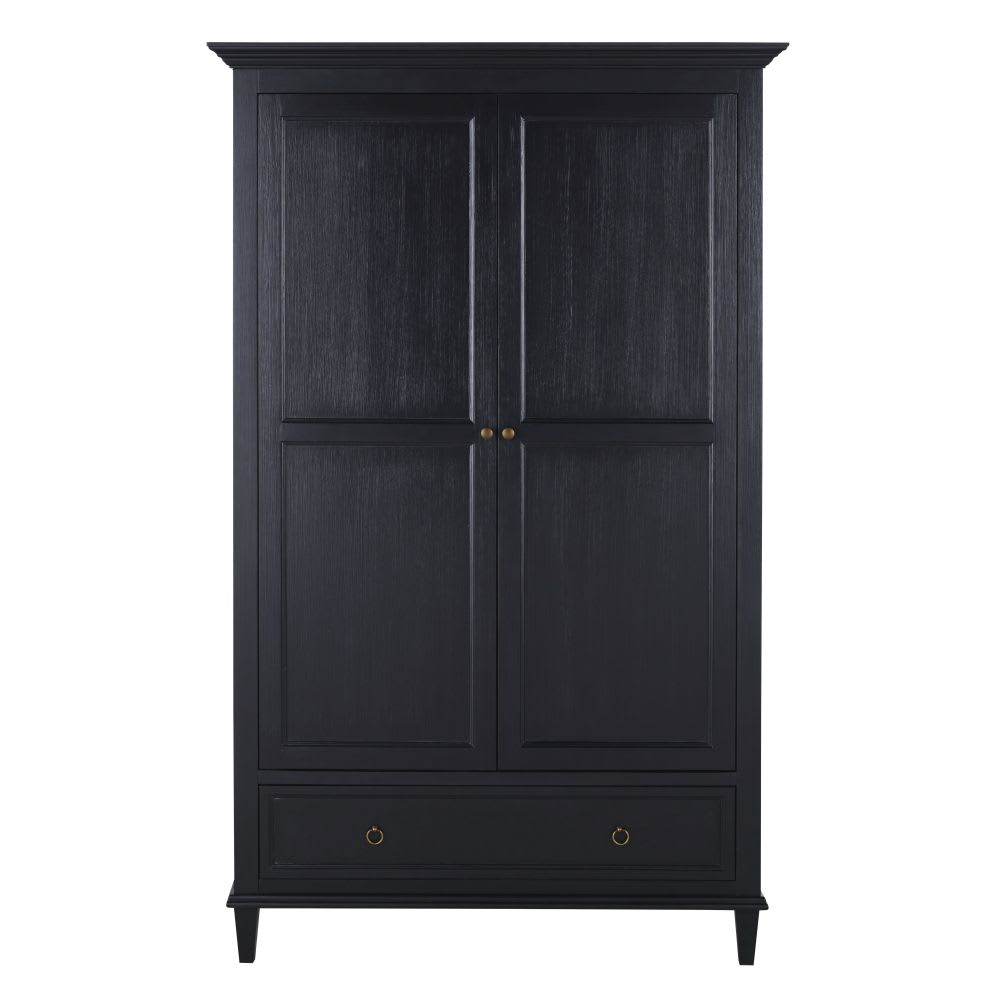 Armoire 2 portes 1 tiroir noire L115