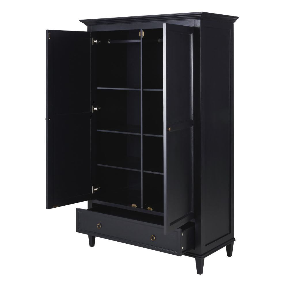 Armoire 2 portes 1 tiroir noire L115 - Maisons du Monde