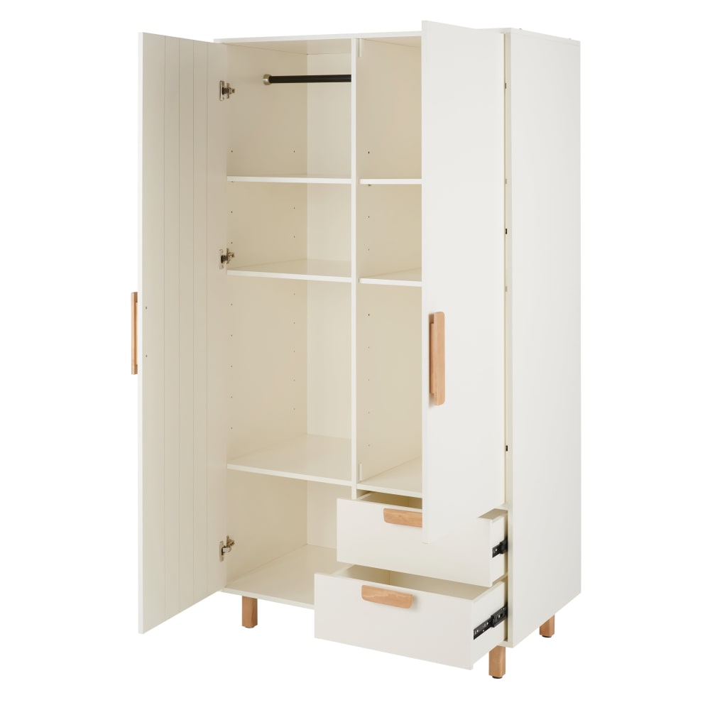 Armoire 2 portes 2 tiroirs blanc crème L100 - Maisons du Monde