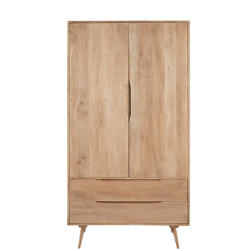 Armoire 2 portes 2 tiroirs en manguier massif L100