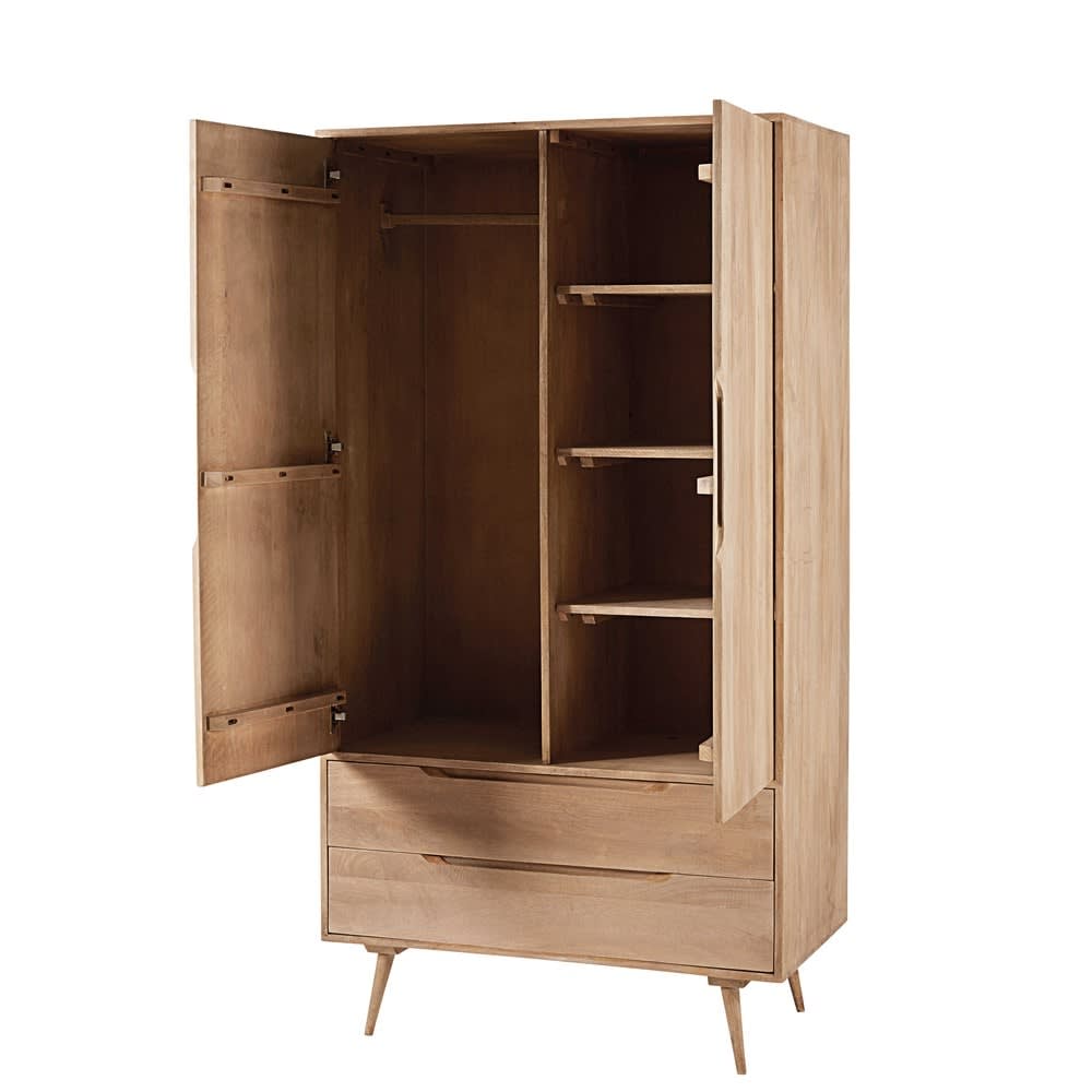 Armoire 2 portes 2 tiroirs en manguier massif L100 — vue 4