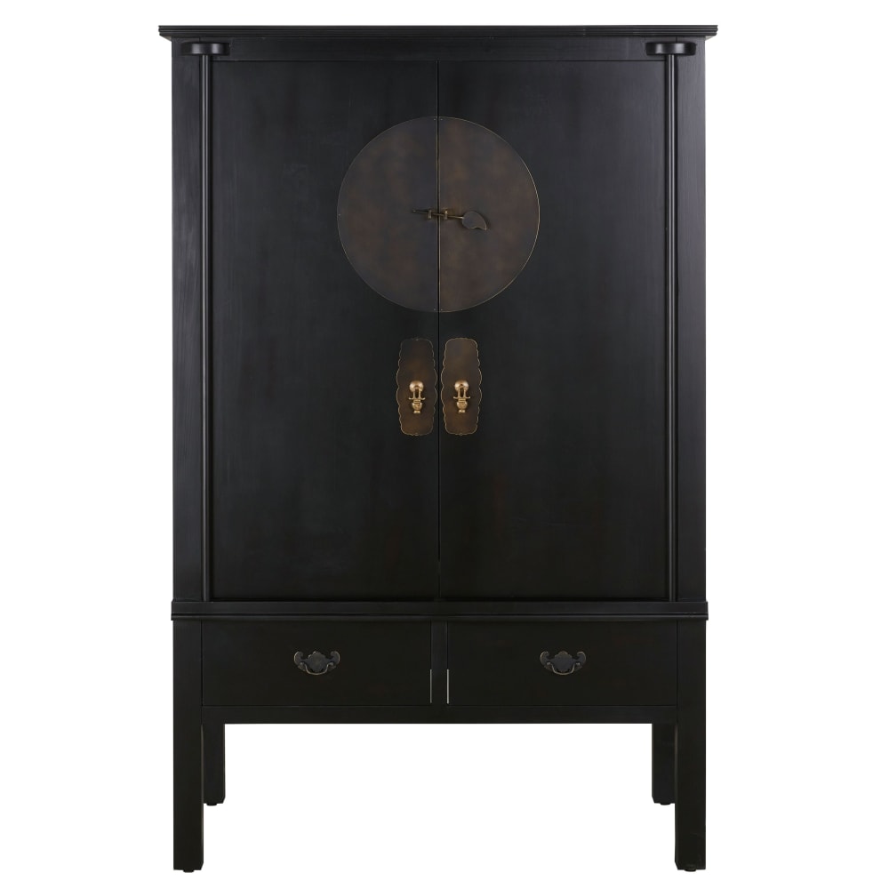Armoire 2 portes 2 tiroirs noire 117