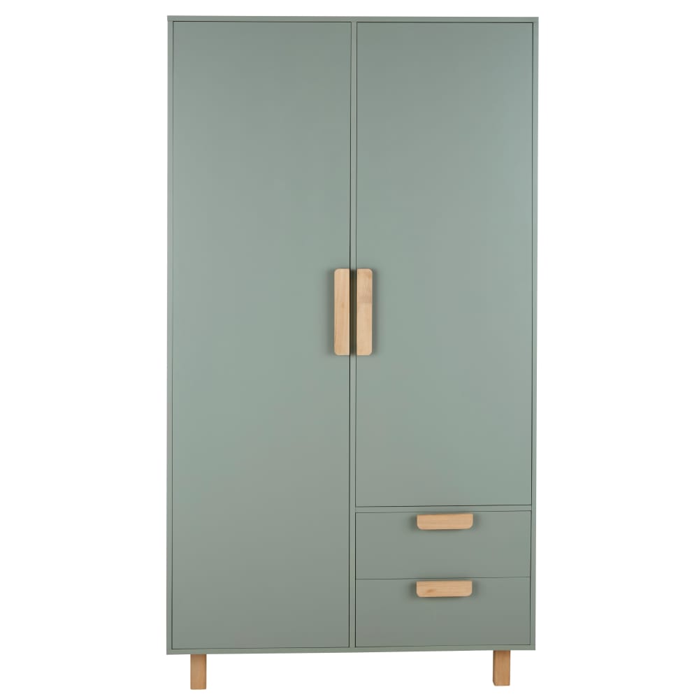 Armoire 2 portes 2 tiroirs vert kaki L100