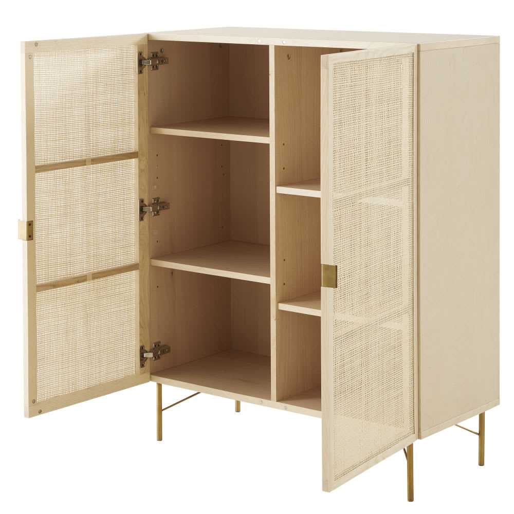 Armoire 2 portes cannage en rotin L90