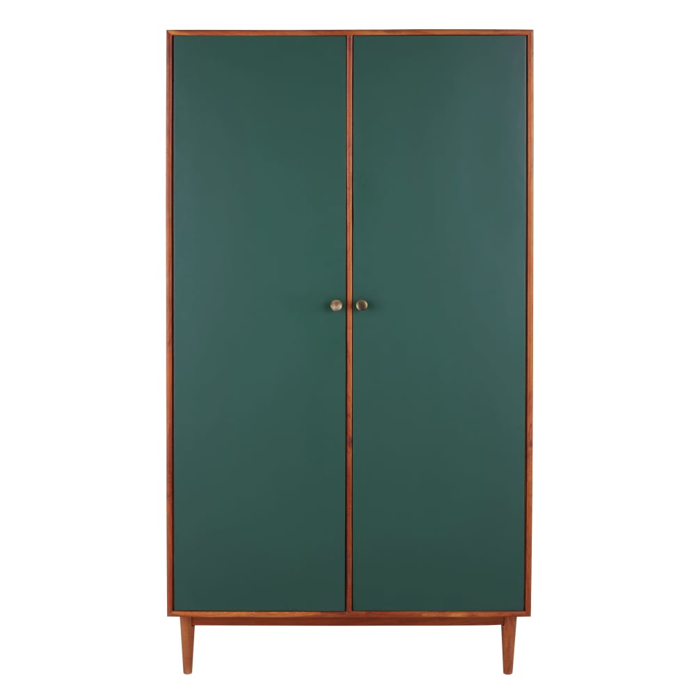 Armoire 2 portes en bois d'acacia massif  bicolore L98