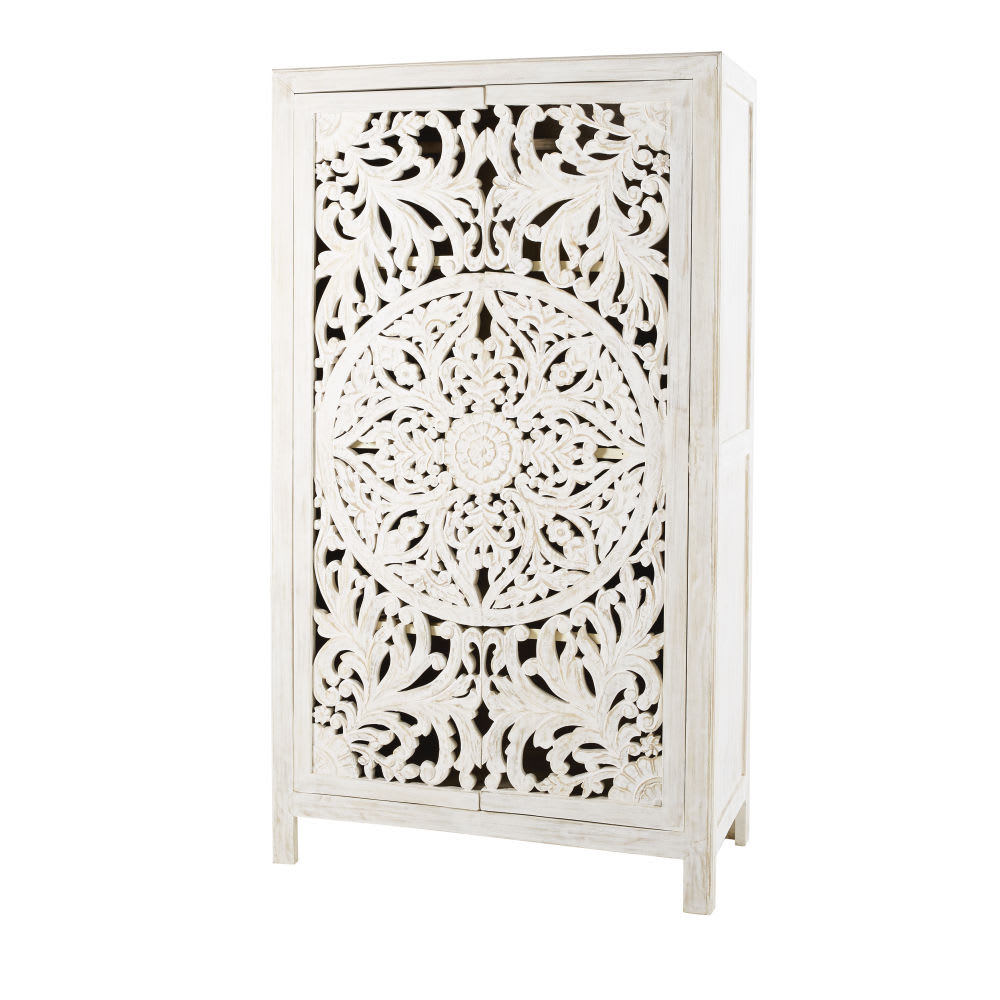 Armoire 2 portes en manguier massif sculpté L110 - Maisons du Monde