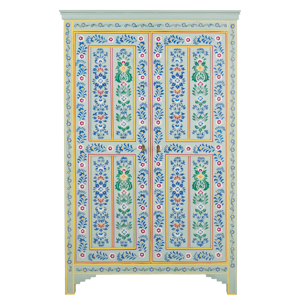Armoire 2 portes motifs fleuris multicolores 110,5 Armoire 2 portes motifs fleuris multicolores 110,5