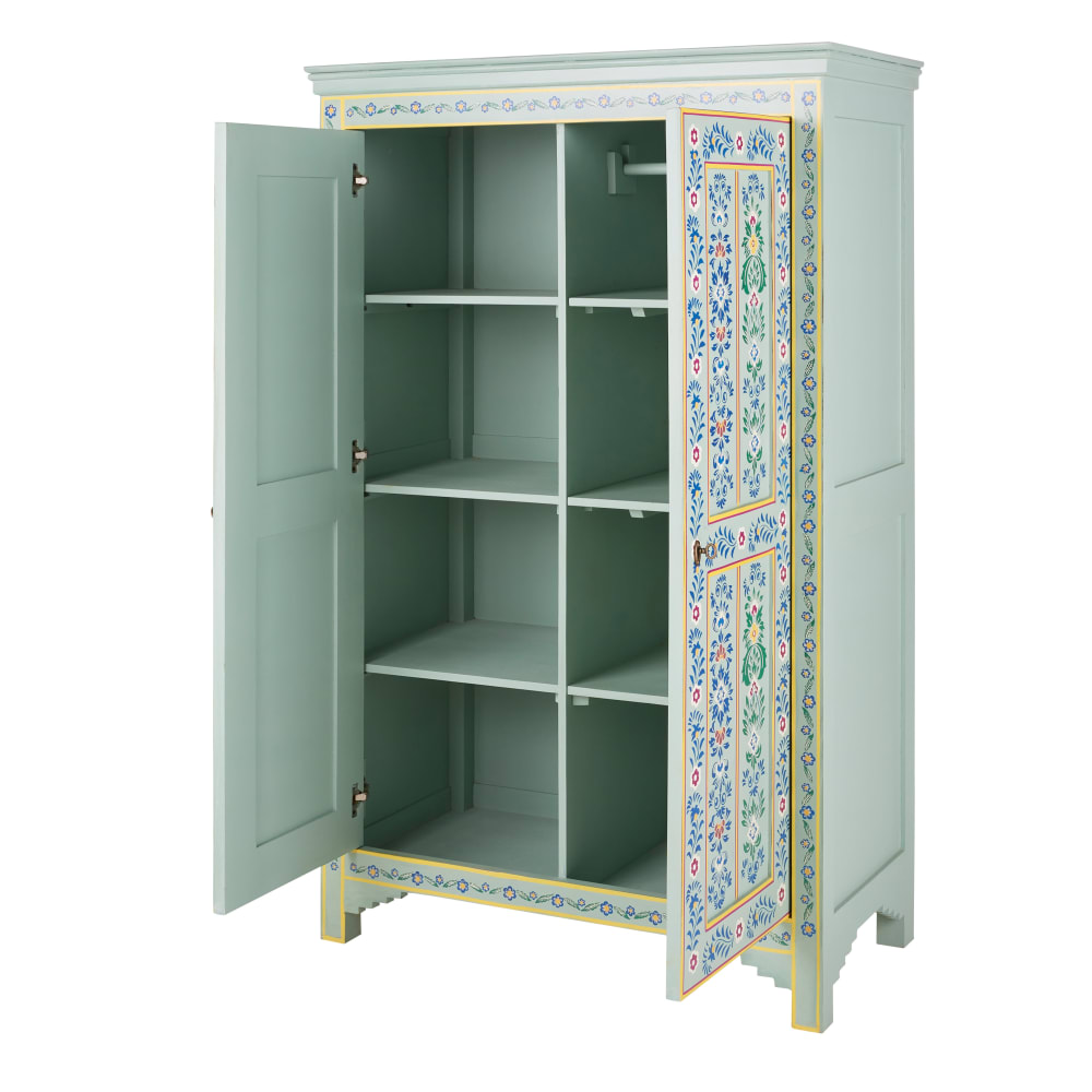 Armoire 2 portes motifs fleuris multicolores 110,5