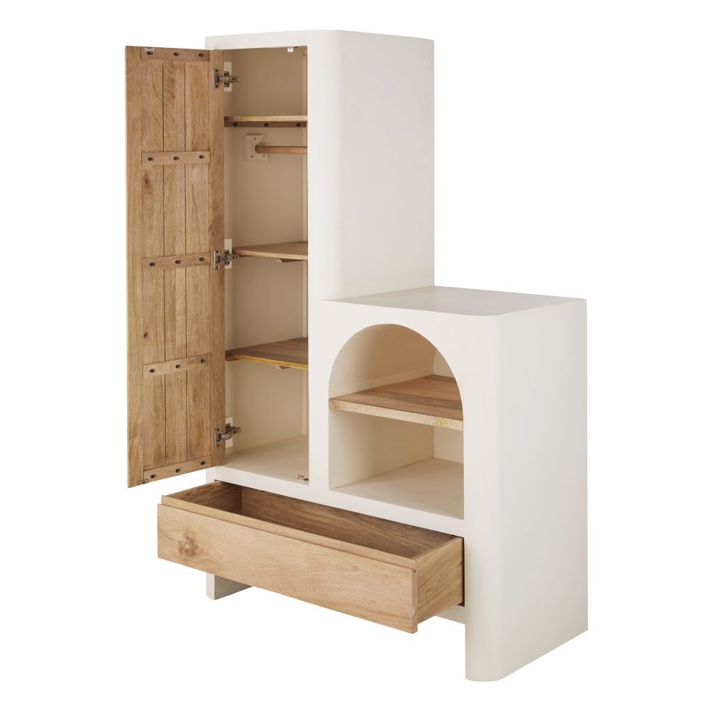 Armoire asymétrique 1 porte battante 1 tiroir blanc crème L115 - Maisons du Monde