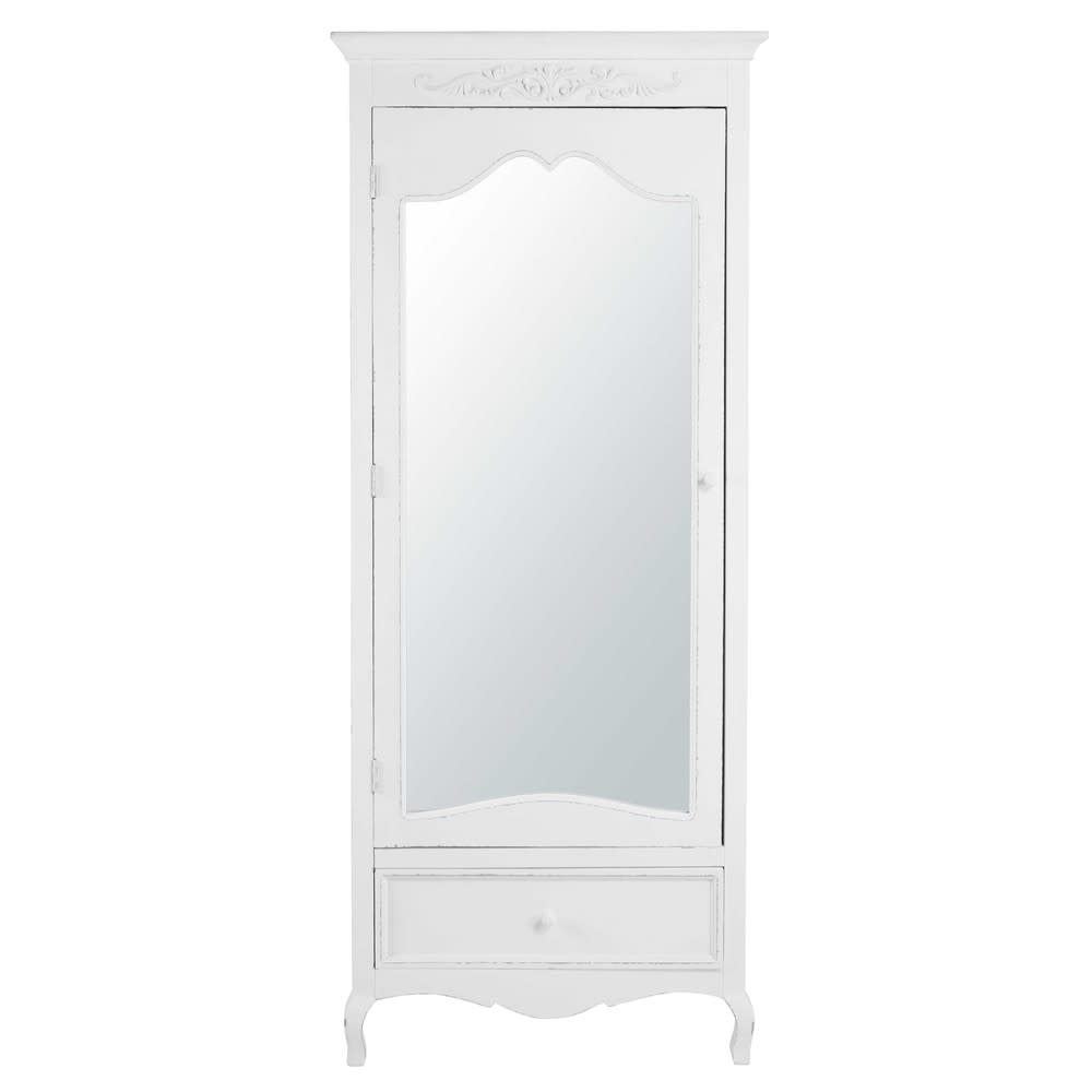 Armoire bonnetière 1 porte 1 tiroir blanche L75 — Beyit