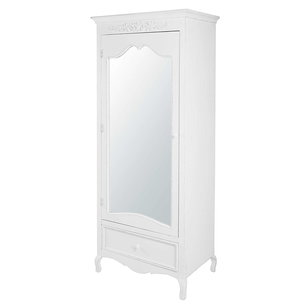 Armoire bonnetière 1 porte 1 tiroir blanche L75 — vue 3
