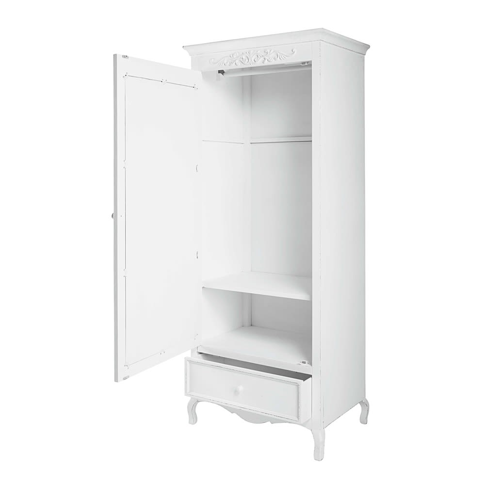 Armoire bonnetière 1 porte 1 tiroir blanche L75 — vue 4