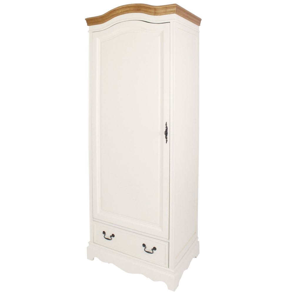 Armoire bonnetière 1 porte 1 tiroir crème L80