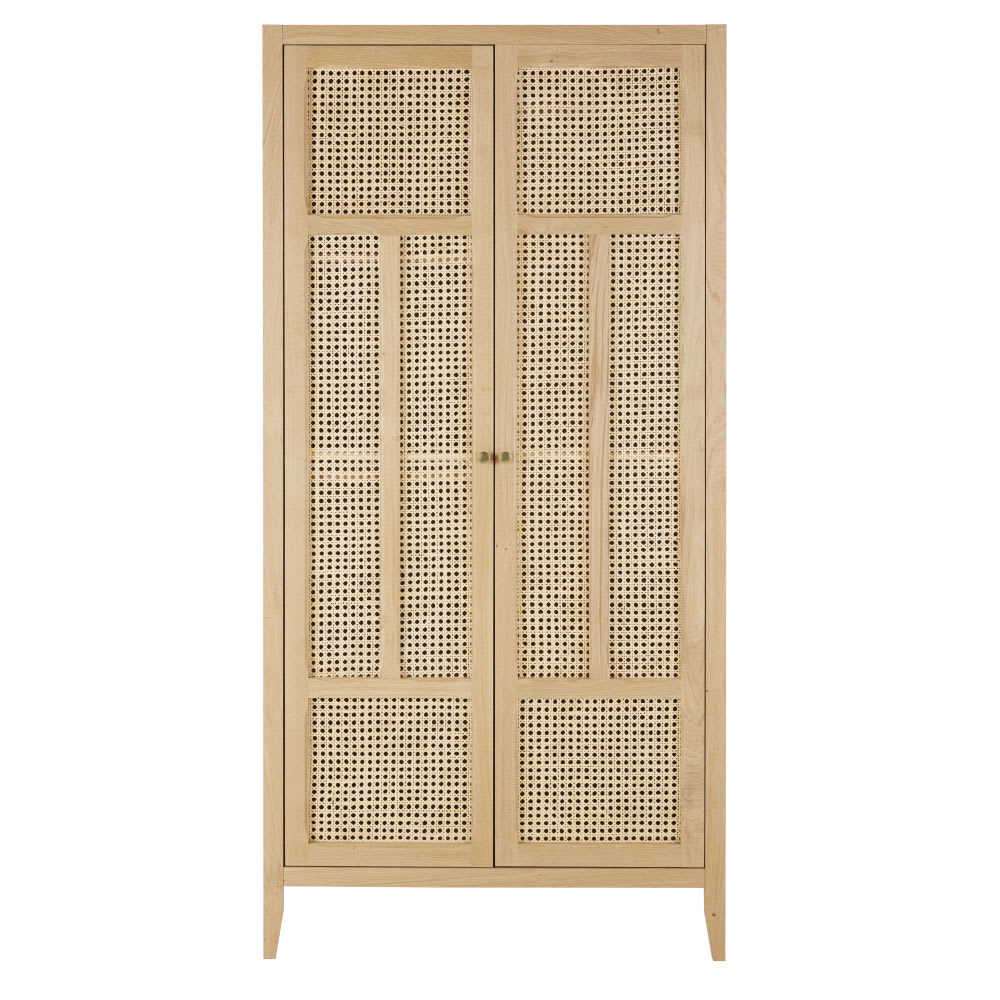 Armoire en bois de chêne, placage chêne et rotin, L90 cm Armoire en bois de chêne, placage chêne et rotin, L90 cm