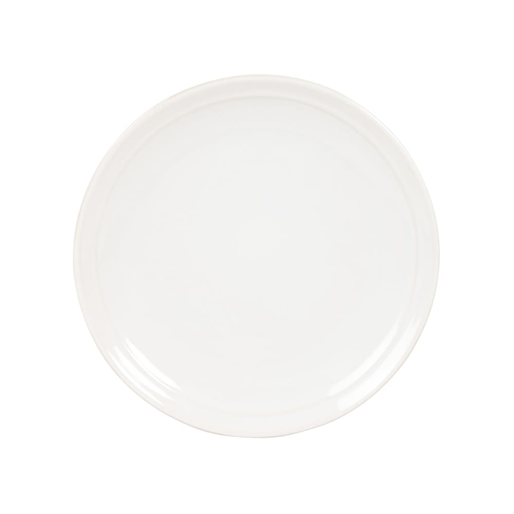 Assiette à dessert en grès blanc cassé bord liseré en relief