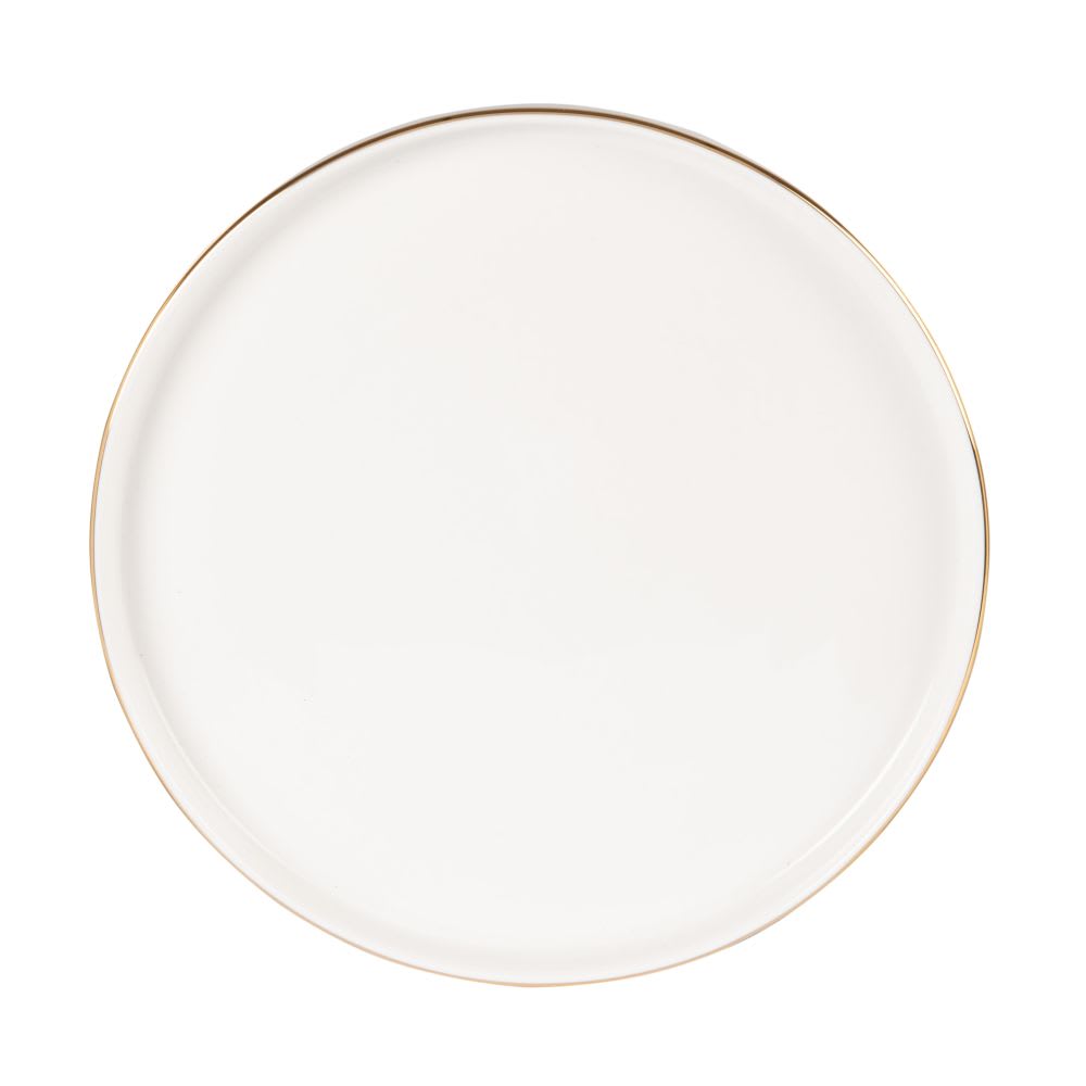 Assiette à dessert en porcelaine blanche et dorée