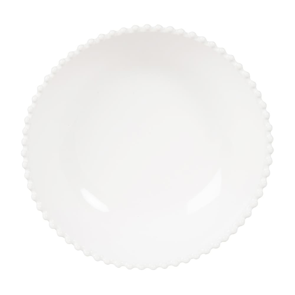 Assiette creuse bord perles en faïence blanche