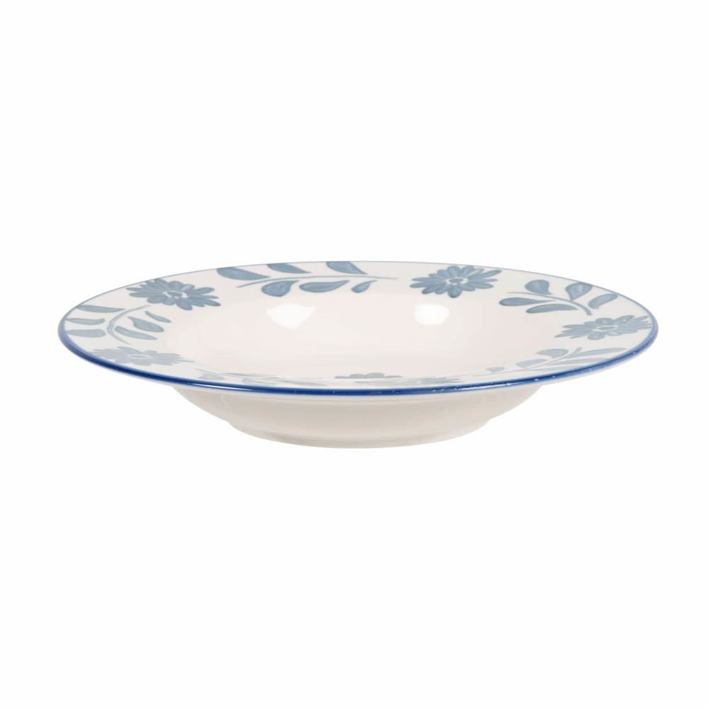 Assiette creuse en céramique blanche motif floral bleu - Maisons du Monde