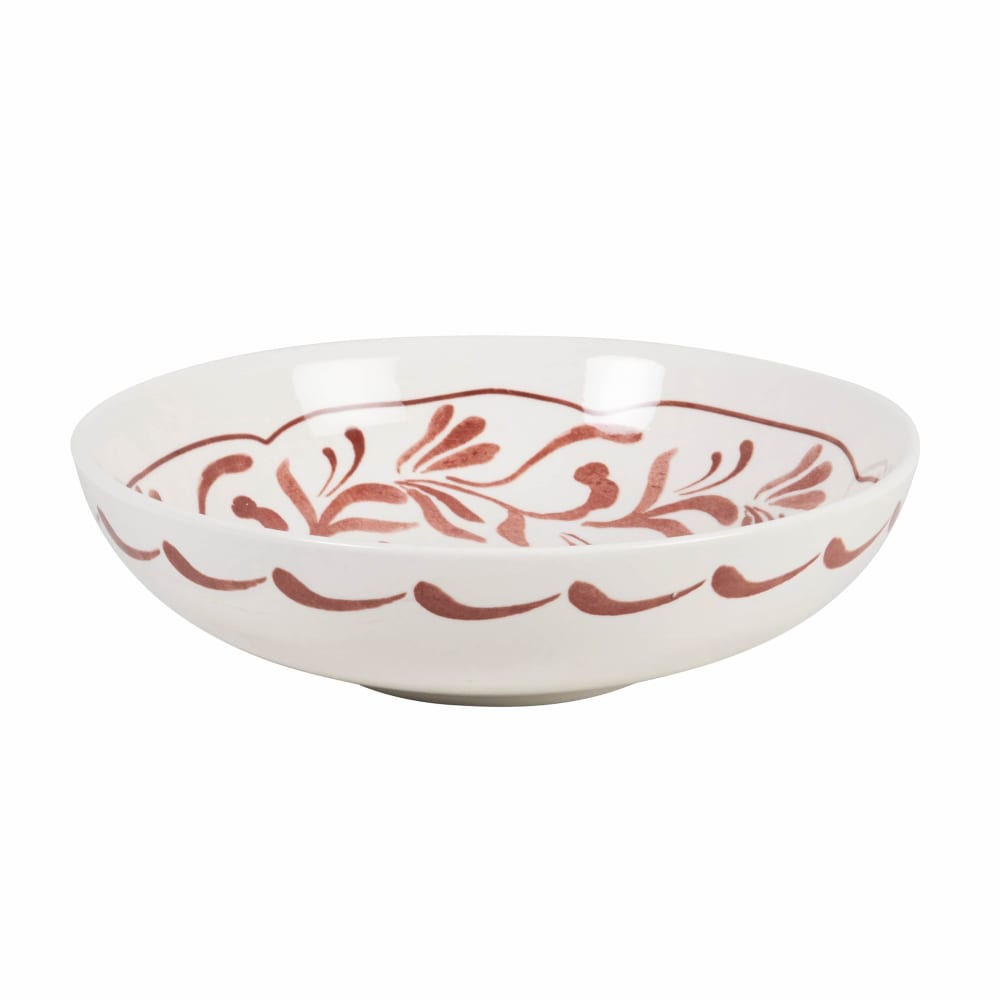 Assiette creuse en céramique blanche motif floral bordeaux - Maisons du Monde