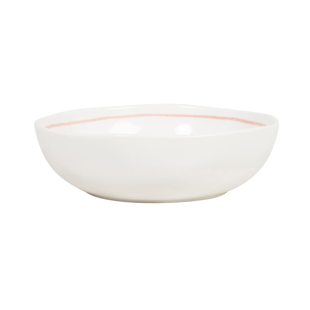 Assiette creuse en céramique modelée blanche motif coquillage bleu