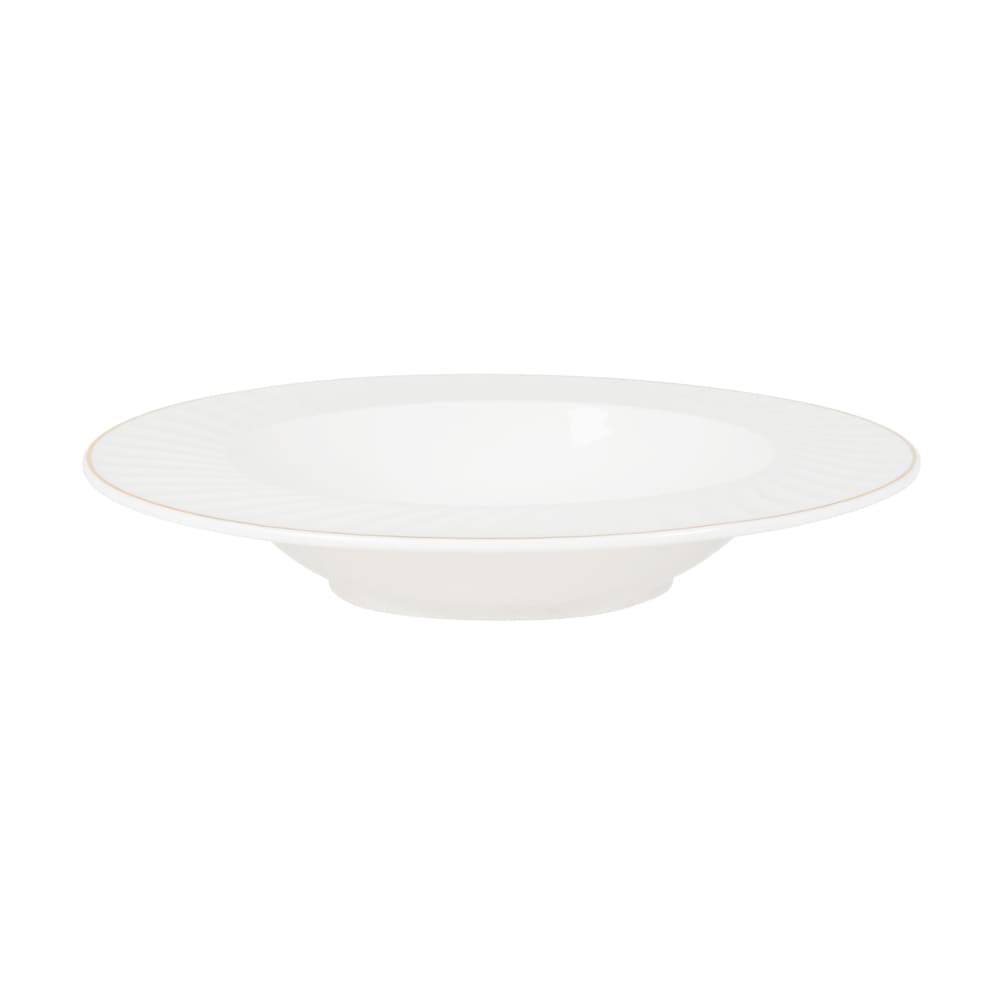 Assiette creuse torsadée en céramique blanche et liseré doré - Maisons du Monde