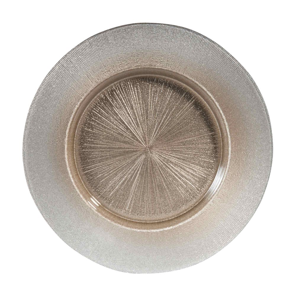 Assiette de présentation en verre beige rosé