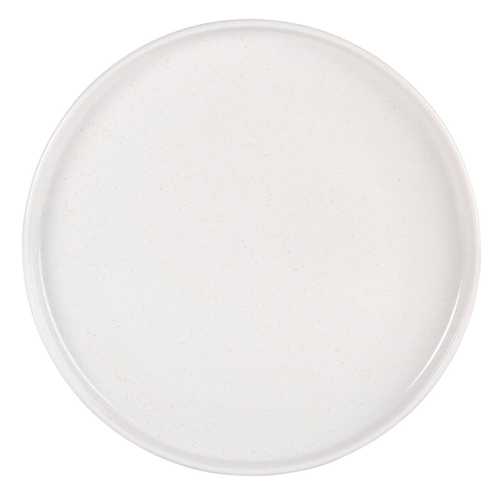 Assiette plate en céramique blanche et beige