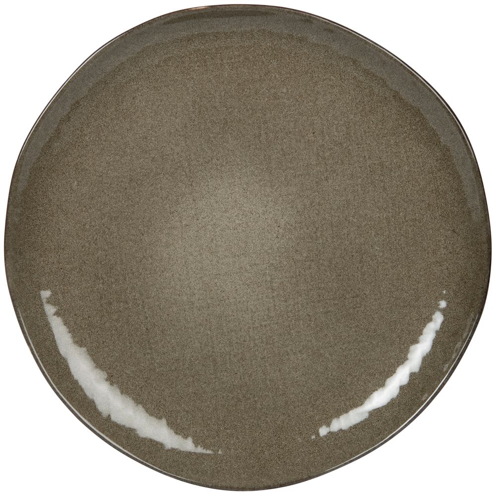Assiette plate en céramique vert kaki