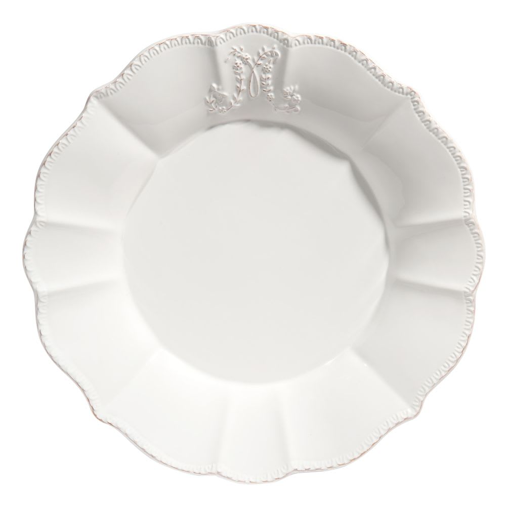 Assiette plate en faïence blanche