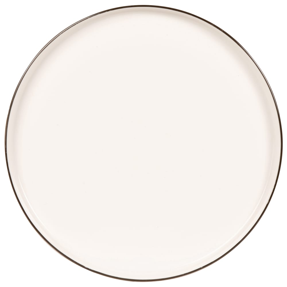 Assiette plate en porcelaine blanche et liseré noir