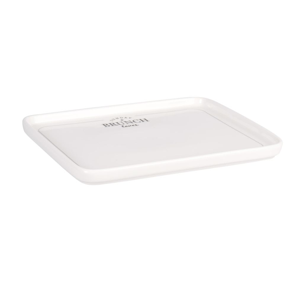 Assiette rectangulaire en porcelaine blanche imprimée Assiette rectangulaire en porcelaine blanche imprimée