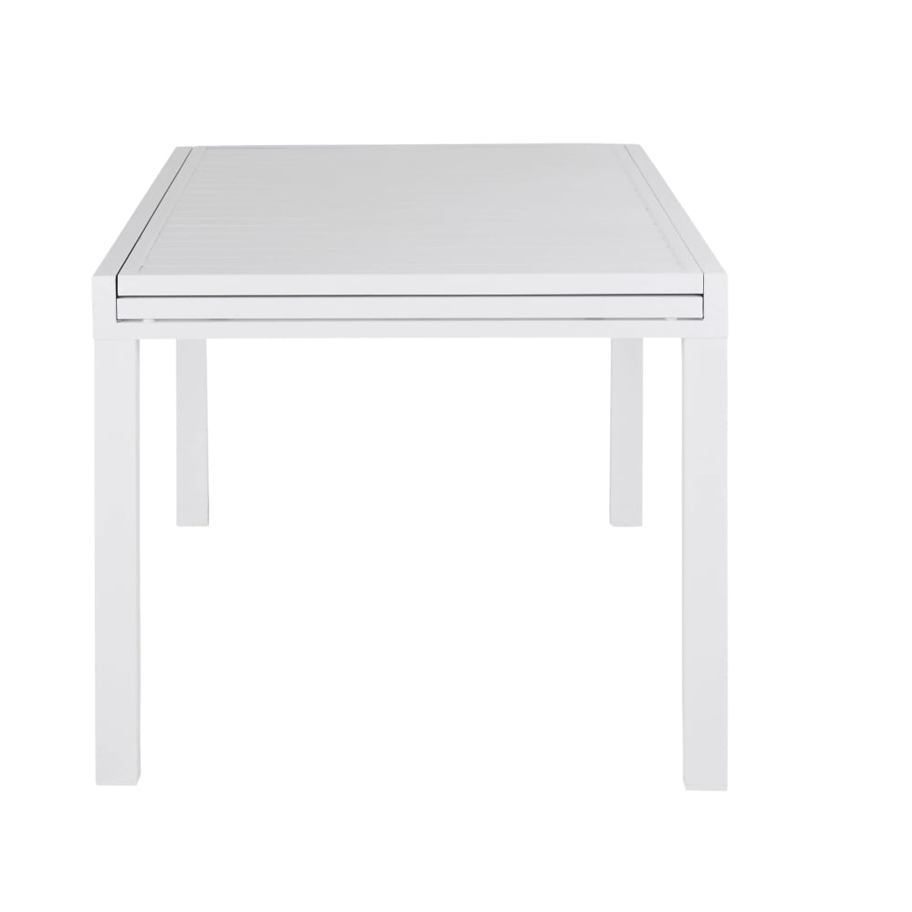 Ausziehbarer Gartentisch, Aluminium, weiß, 6-12 Personen,
