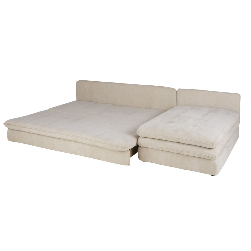 Ausziehbares 3/4-Sitzer-Ecksofa mit Bezug aus recyceltem,