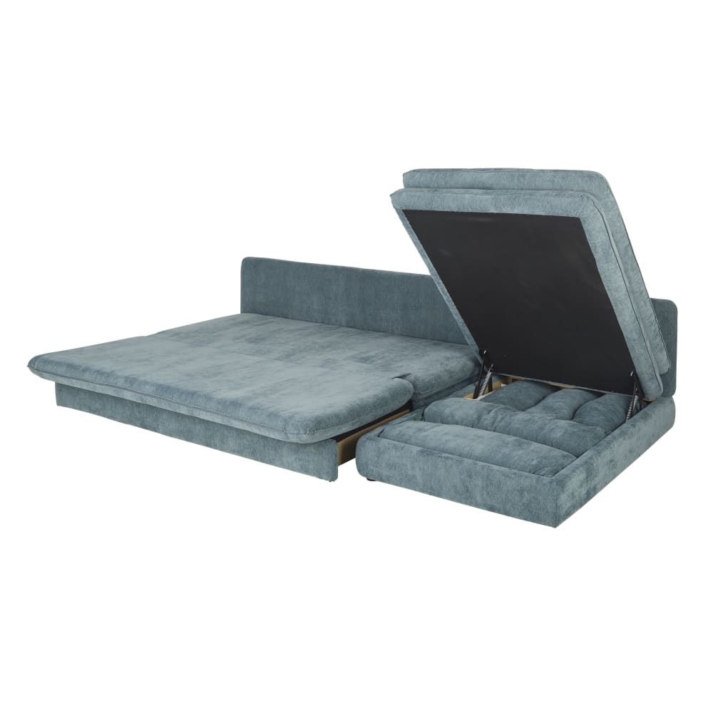 Ausziehbares 3/4-Sitzer-Ecksofa mit Bezug aus recyceltem,