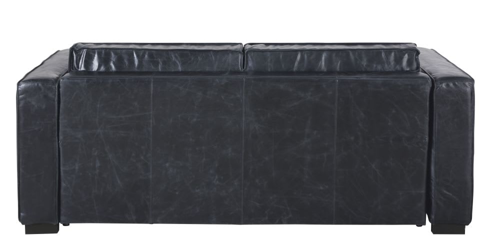 Ausziehbares 3-Sitzer- Sofa aus Leder, schwarz Berlin - Maisons