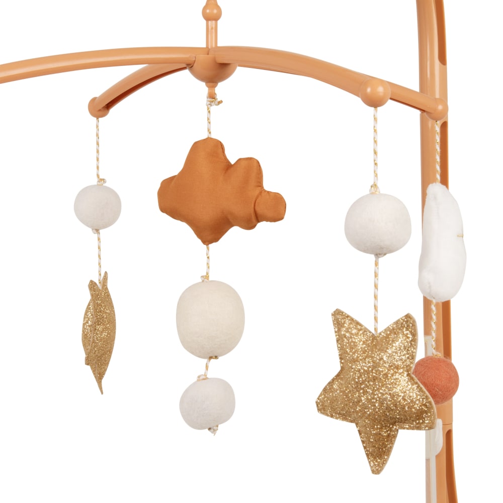Baby-Musikmobile, weiß, beige, terrakottafarben und rosa -
