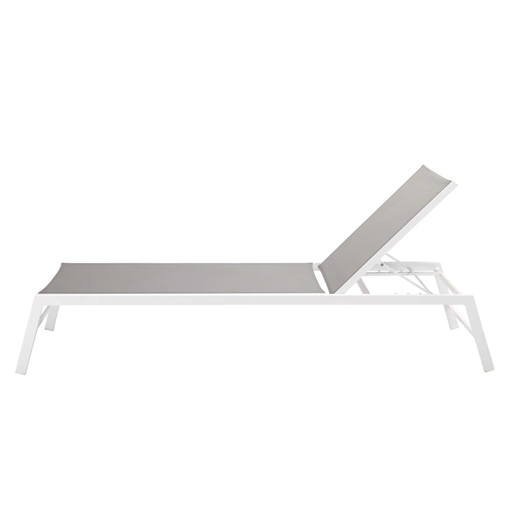 Bain de soleil en aluminium blanc et toile plastifiée gris clair - Maisons du Monde