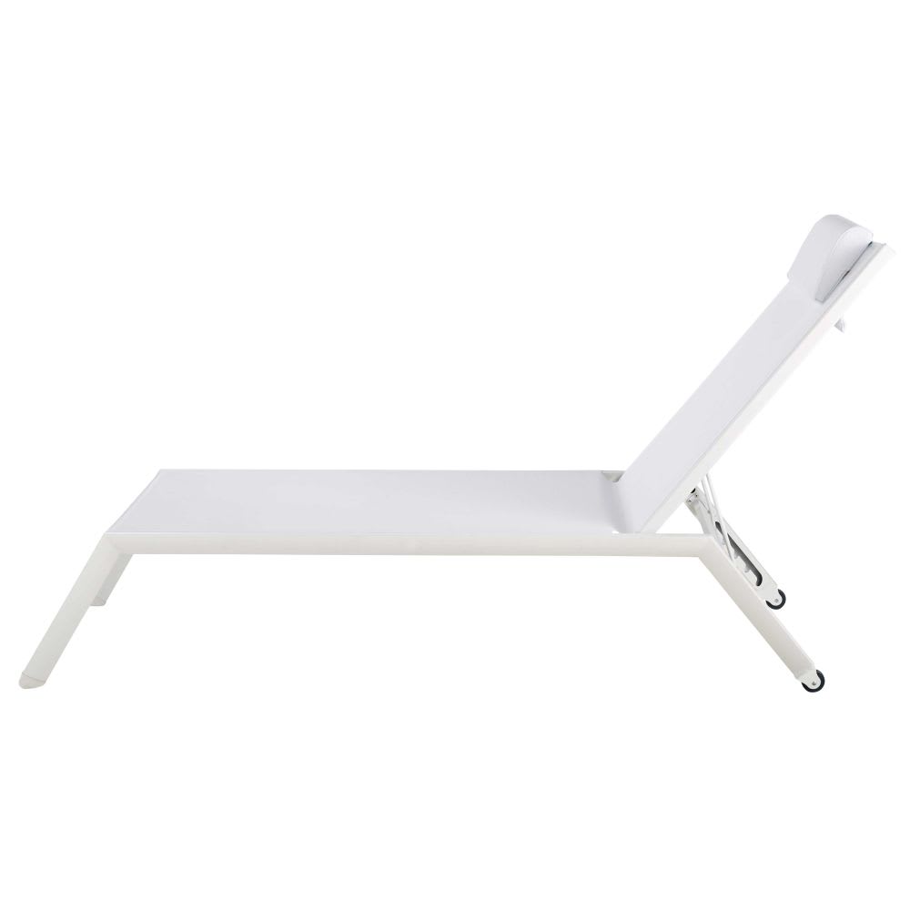 Bain de soleil en aluminium et toile plastifiée blanche