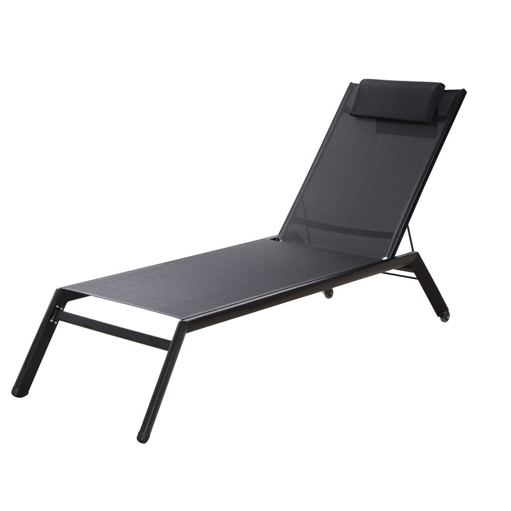 Bain de soleil en aluminium et toile plastifiée noire