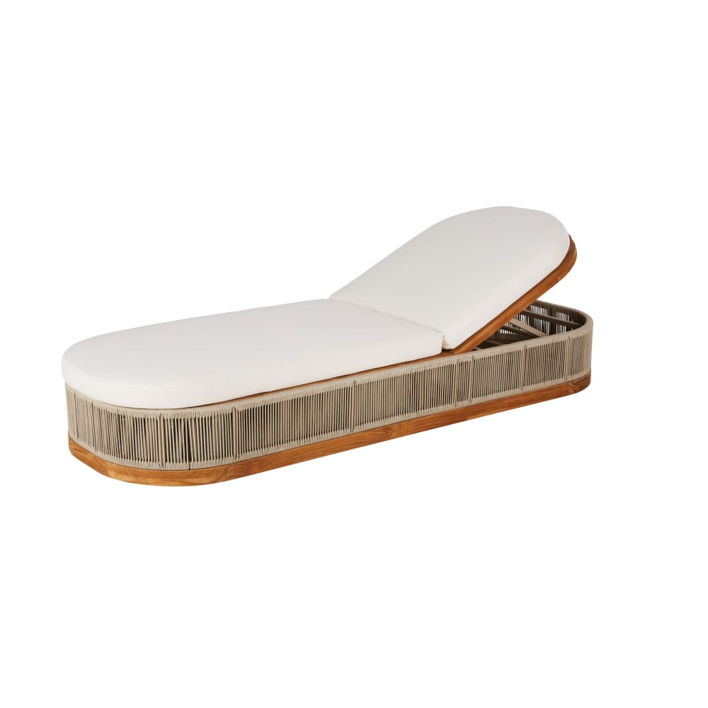 Bain de soleil en bois de teck et toile en polyester recyclé écru
