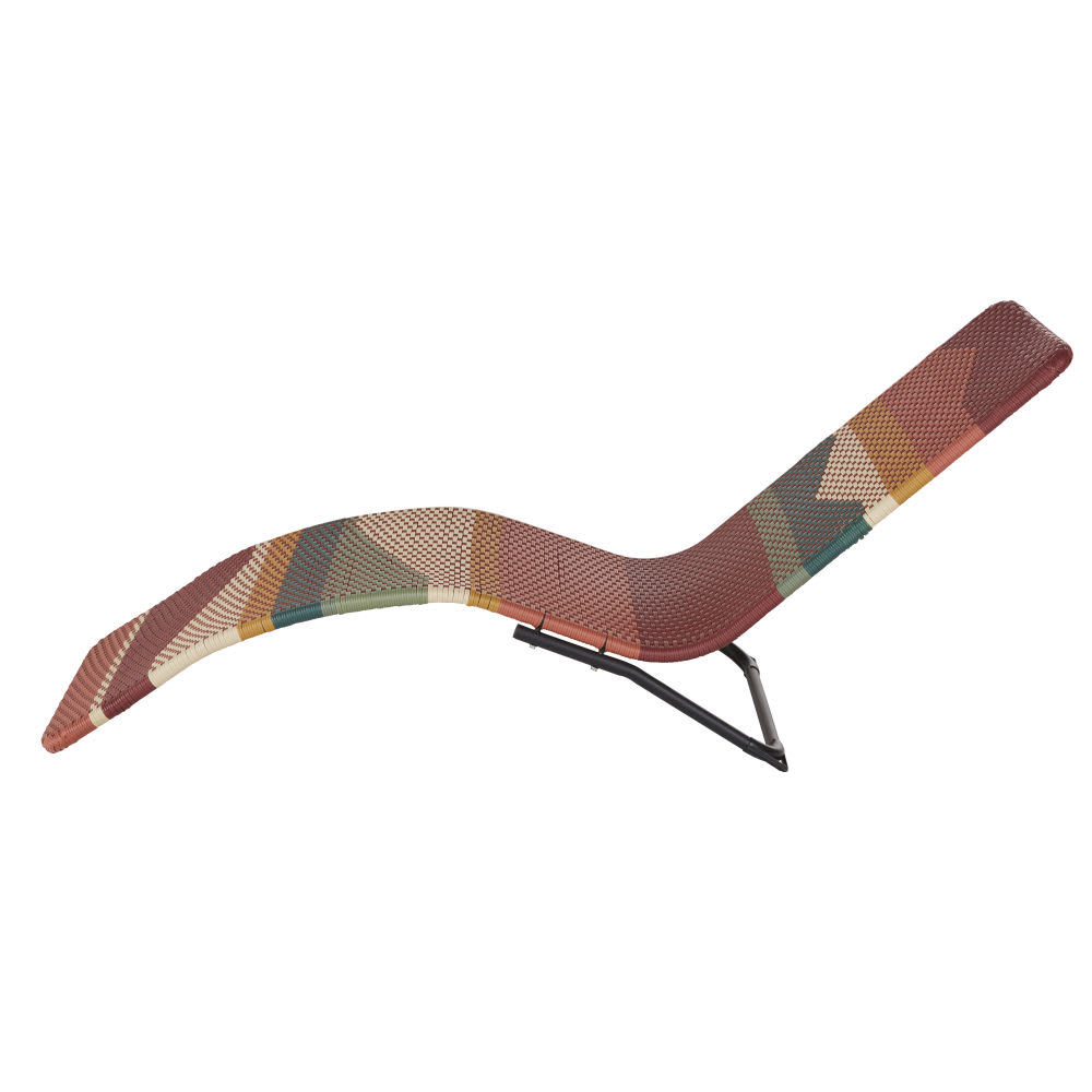 Bain de soleil en résine tressée multicolore et acier noir