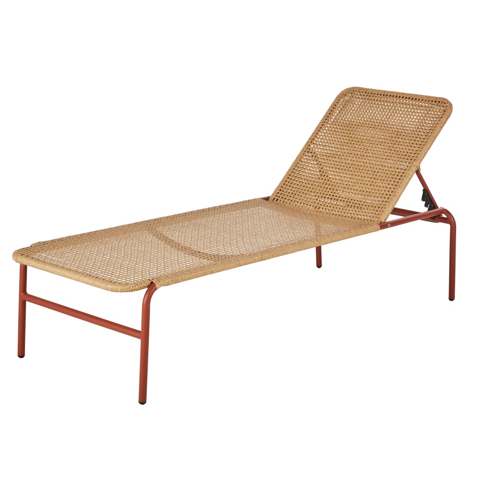 Bain de soleil pour hôtel en acier terracotta et résine recyclée beige