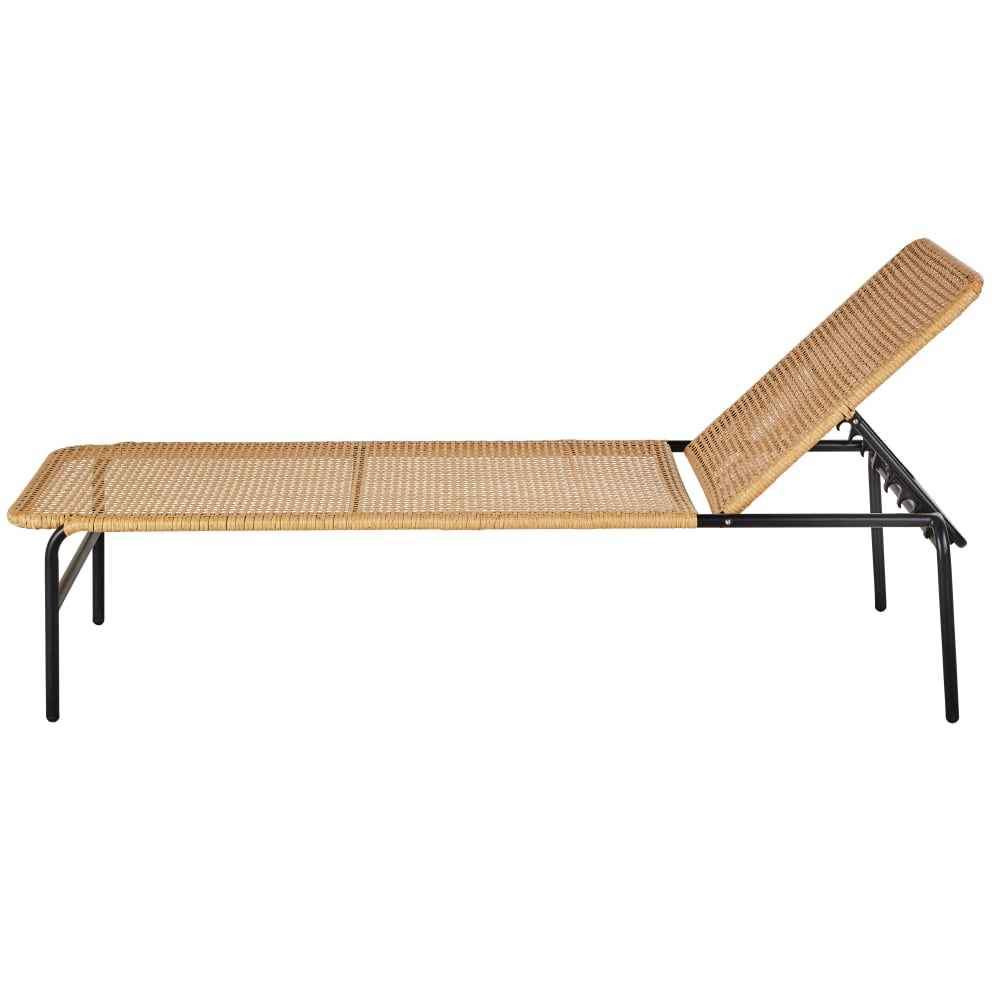 Bain de soleil professionnel en acier noir et résine recyclée beige - Maisons du Monde