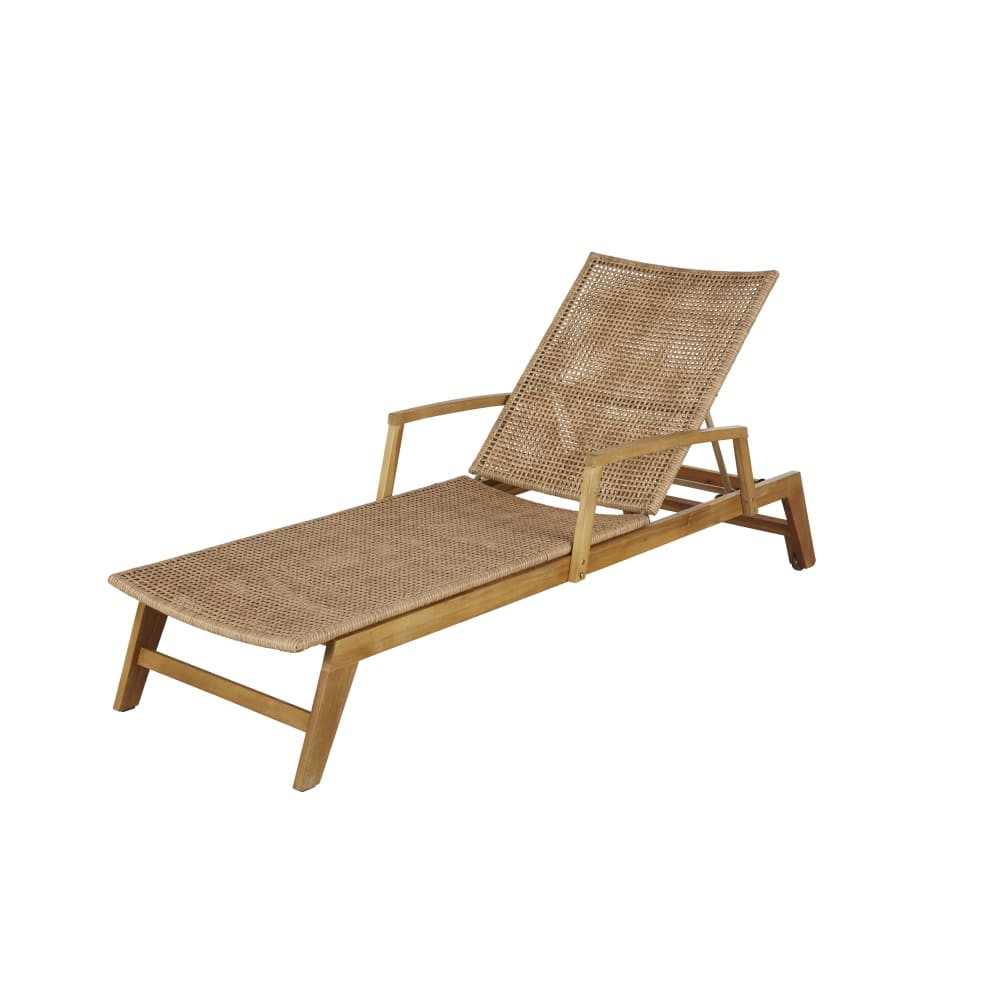 Bain de soleil professionnel en bois d'acacia et résine tressée