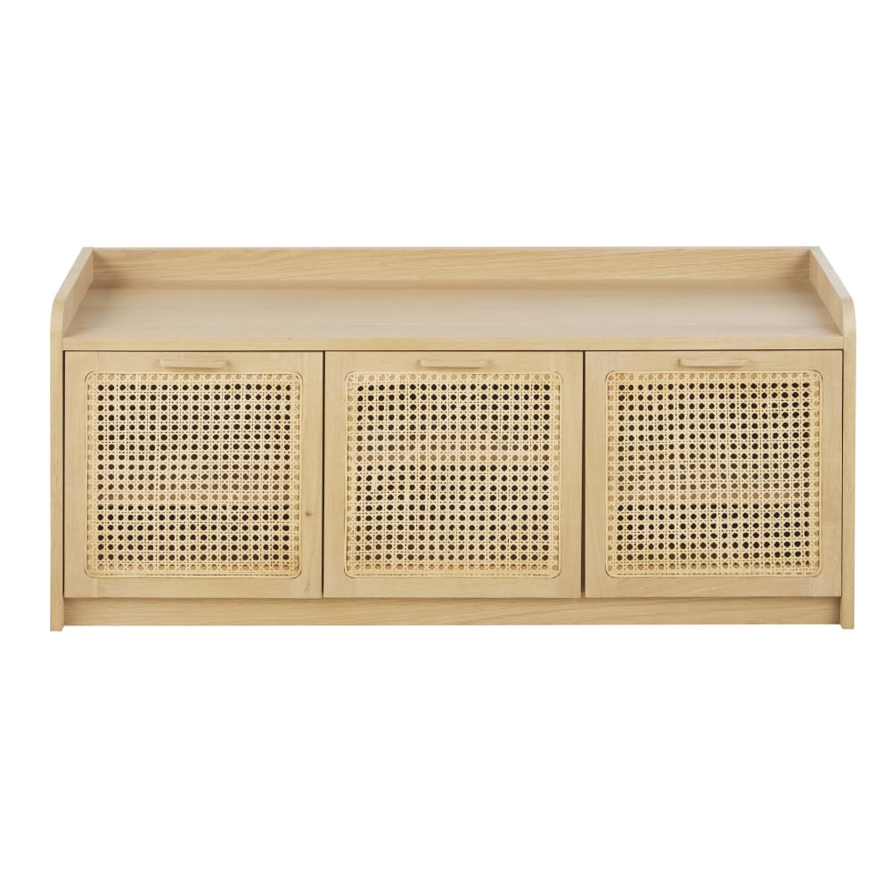 Banc 3 portes et cannage en rotin