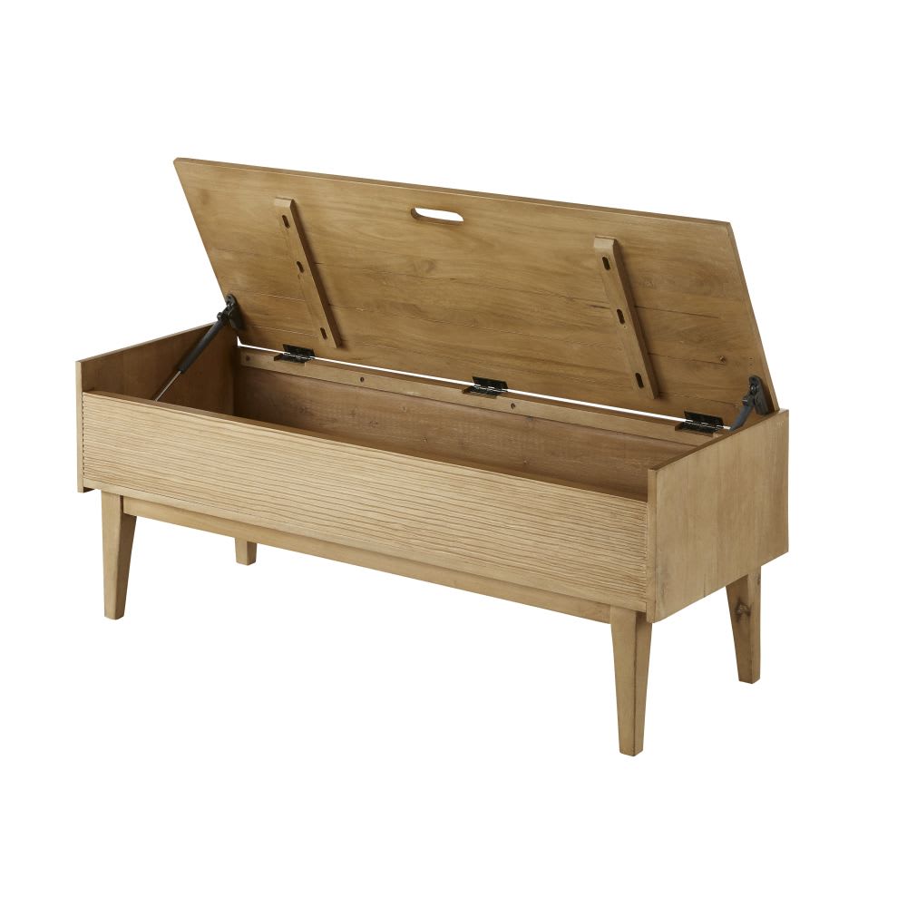 Banc d'entrée avec coffre de rangement en manguier et acacia massifs L110