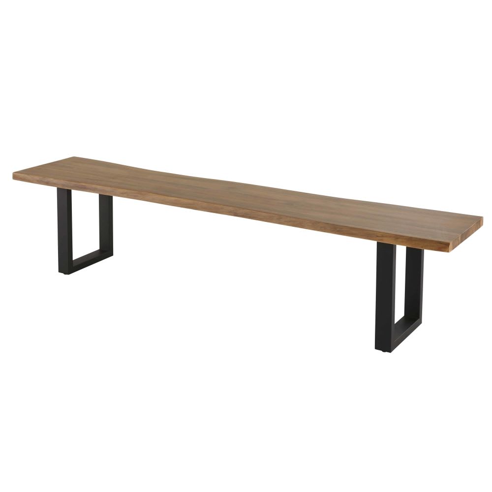 Banc de jardin en bois d'acacia massif et acier noir - Maisons du Monde